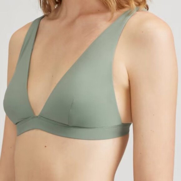 Everlane Women's NWT Herb The ReNew Plunge Triangle Swim Top XL/C40.5 - Picture 8 of 11
